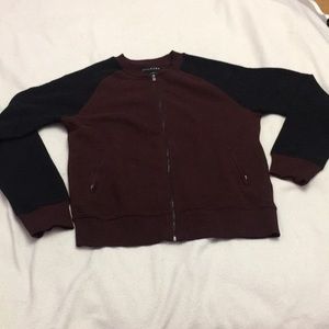 Wine Red Zara Zip Up Jacket with Pockets